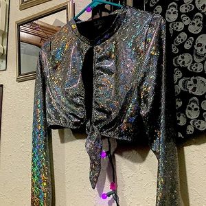 Holographic tie front top